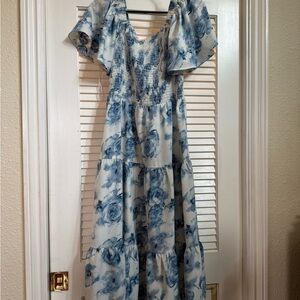 Floral Blue Maxi Dress